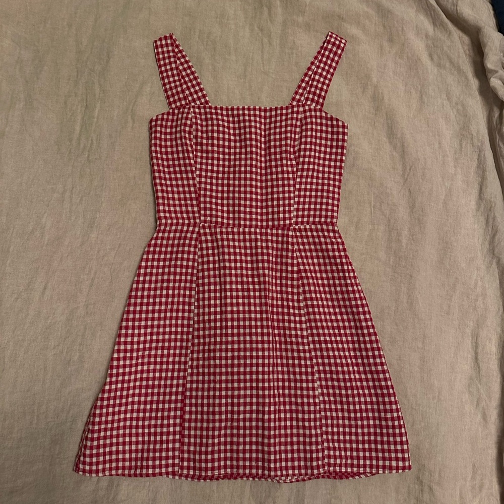 Reformation Linen Checkered Mini Dress